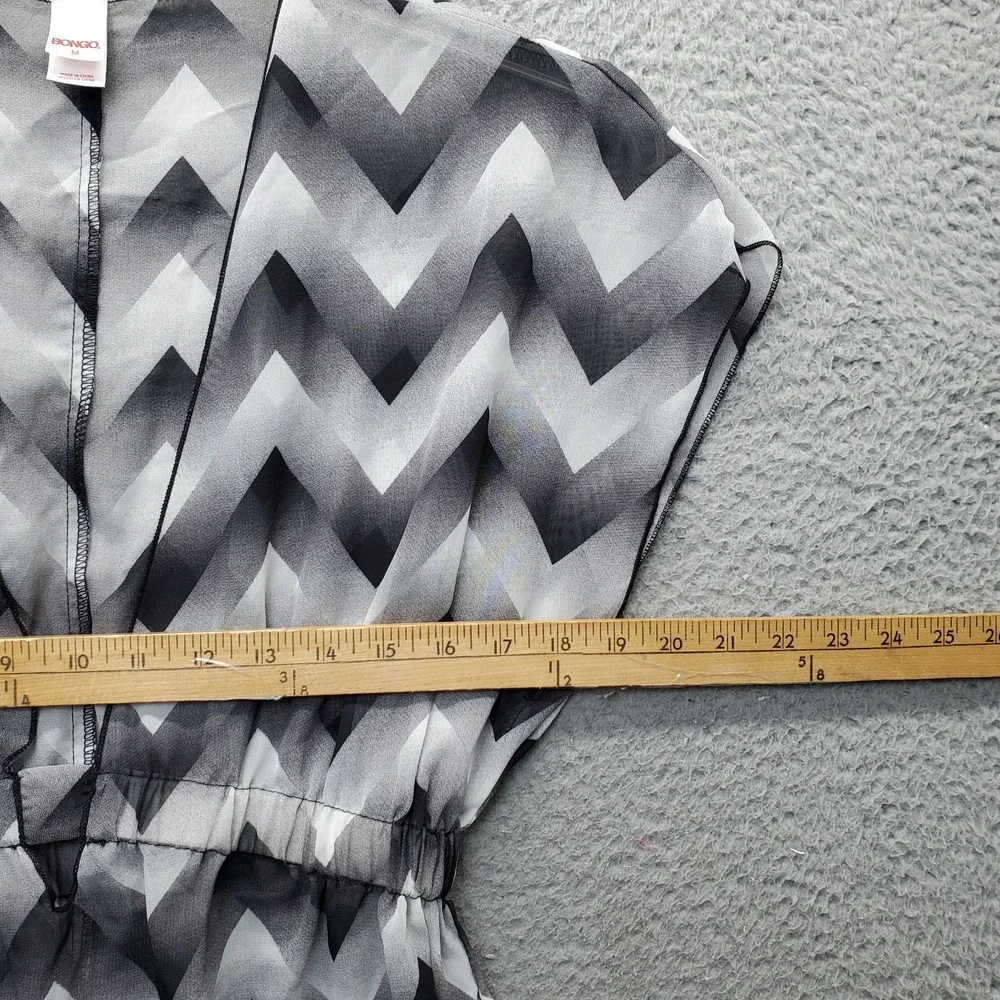 Bongo Smock Swim Cover-Up Dress Women M Multi Sheer Gradient Chevron Deep V-Neck - Picture 4 of 7